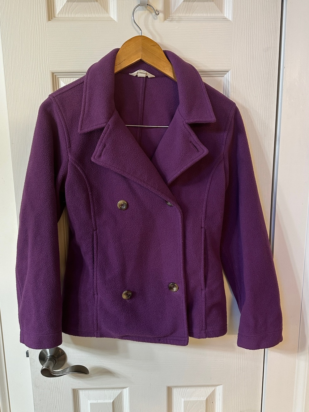 Lands End Fleece Peacoat Jacket Girls Coat Medium 10/12